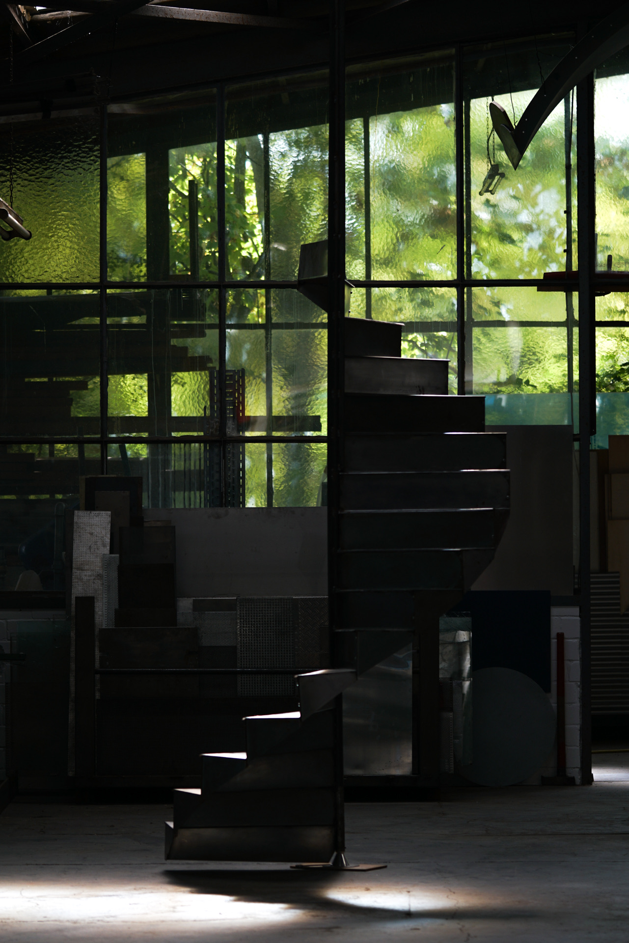 spinning staircase — staircase set into rotation by walking